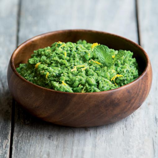 Pea, mint and spinach mash